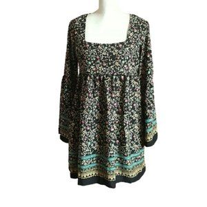 Almost Pink Floral Bell Sleeves Peasant Dress